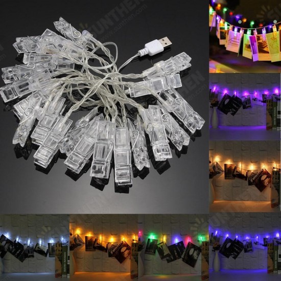 USB 2.2M 20LED Photo Peg Clip Shapes DIY Fairy String Light Xmas for Hanging Picture