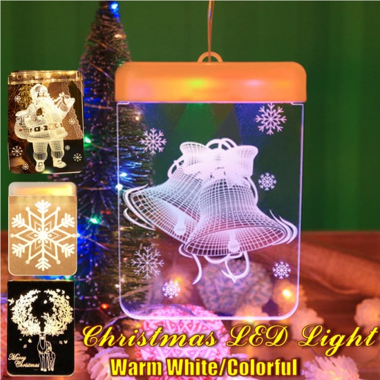 USB 3D Acrylic Warm White Colorful LED Hanging Holiday Light Wall Christmas Wedding Party Illusory Decor Lamp