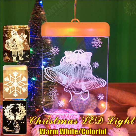 USB 3D Acrylic Warm White Colorful LED Hanging Holiday Light Wall Christmas Wedding Party Illusory Decor Lamp