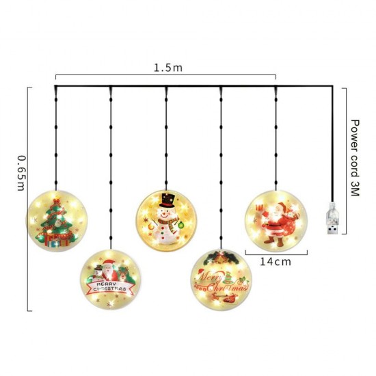 USB Hanging 3D Christmas LED String Light Novelty Decorative Light with Remote Control for Festival Party Decor