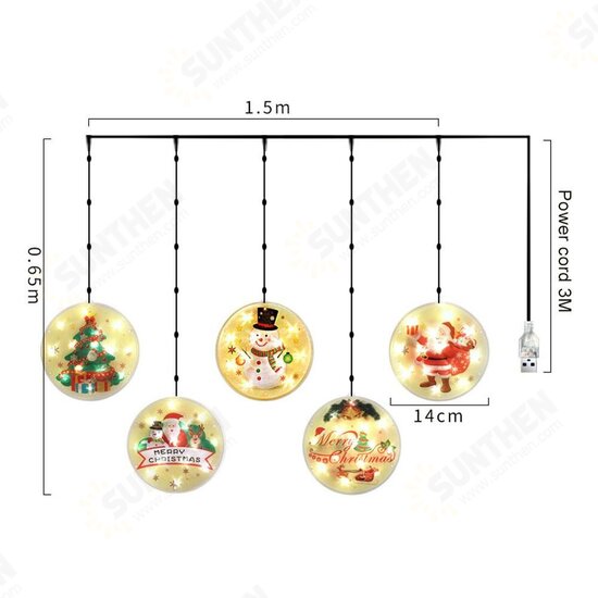 USB Hanging 3D Christmas LED String Light Novelty Decorative Light with Remote Control for Festival Party Decor