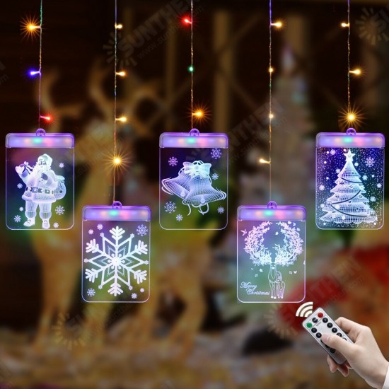 USB Romantic 3D Hanging Christmas LED Curtain String Light DC5V 8 Modes Remote Control for Home Decoration Christmas Decorations Clearance Lights