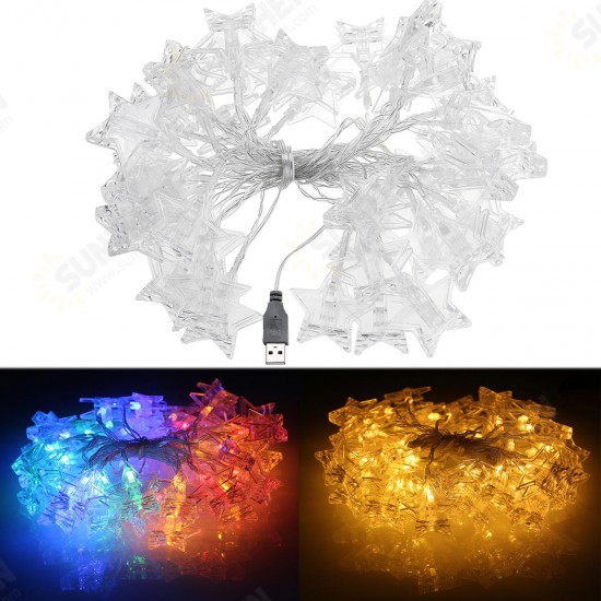 USB Supply 6M 40 LED Hanging Picture Photo Peg Clip Fairy String Light Party Decoration