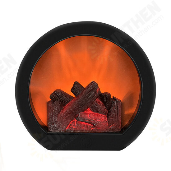 USB/Battery Powered Creative Fireplace Flame Lamp Nordic Style Portable LED Simulation Fireplace Light Retro Ornaments Fashion Table Lamp Courtyard