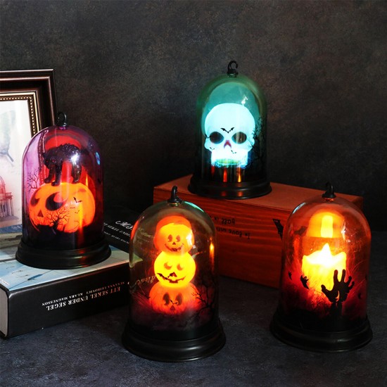 Witch Pumpkin Ghost Skull Halloween LED Night Light Hanging Lantern Lamp for Home Party Decor