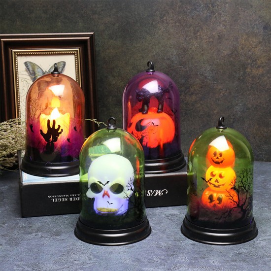 Witch Pumpkin Ghost Skull Halloween LED Night Light Hanging Lantern Lamp for Home Party Decor