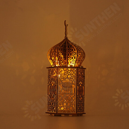 Wooden DIY Eid Mubarak Ramadan Night Light LED Lantern String Lamp Decoration