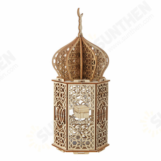 Wooden DIY Eid Mubarak Ramadan Night Light LED Lantern String Lamp Decoration