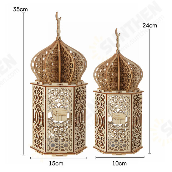 Wooden DIY Eid Mubarak Ramadan Night Light LED Lantern String Lamp Decoration