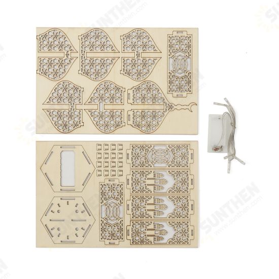 Wooden Palace LED Night Light DIY Eid Mubarak Ramadan Party Decoration Ornament Gifts Wooden Palace LED Night Light DIY Eid Mubarak Ramadan Party Decoration Ornament Gifts
