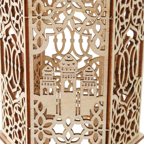 Wooden Palace LED Night Light DIY Eid Mubarak Ramadan Party Decoration Ornament Gifts