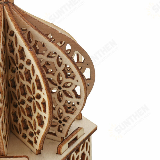 Wooden Palace LED Night Light DIY Eid Mubarak Ramadan Party Decoration Ornament Gifts