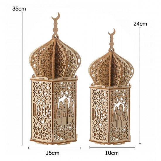 Wooden Palace LED Night Light DIY Eid Mubarak Ramadan Party Decoration Ornament Gifts