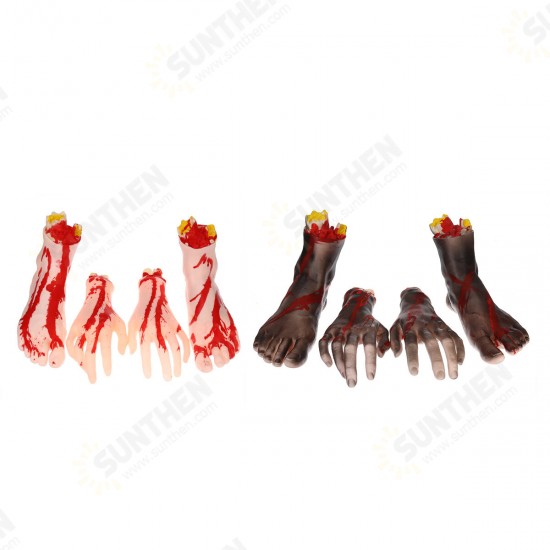 1 Pair of Hands/Feet Vinyl Halloween Horror Broken Hands Realistic Scene Decoration Props Tricky Toy