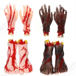 1 Pair of Hands/Feet Vinyl Halloween Horror Broken Hands Realistic Scene Decoration Props Tricky Toy 1 Pair of Hands/Feet Vinyl Halloween Horror Broken Hands Realistic Scene Decoration Props Tricky Toy