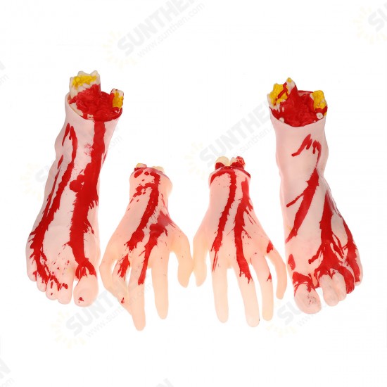 1 Pair of Hands/Feet Vinyl Halloween Horror Broken Hands Realistic Scene Decoration Props Tricky Toy