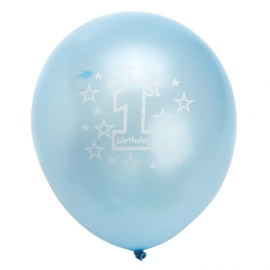 10 Pcs Per Set Blue Boy's 1st Birthday Printed Inflatable Pearlised Balloons Christmas Decoration