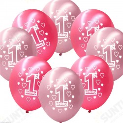 10 Per Set Pink Girl 1st Birthday Printed Pearlised Balloons Christmas Decoration 10 Per Set Pink Girl 1st Birthday Printed Pearlised Balloons Christmas Decoration