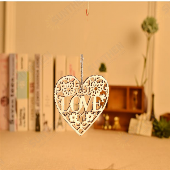 10pcs Heart Love DIY Woodcraft Hanging Decoration Craft Gift