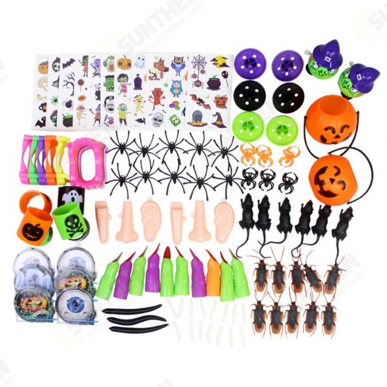 120PCS Mischievous Insect & Halloween Tricky Toys for Children's Party Games