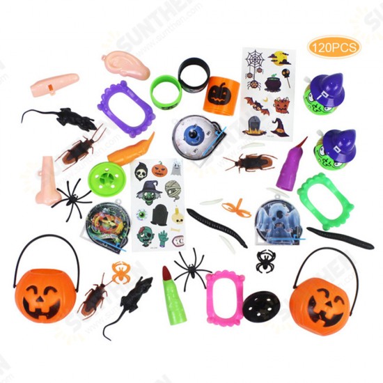 120PCS Mischievous Insect & Halloween Tricky Toys for Children's Party Games