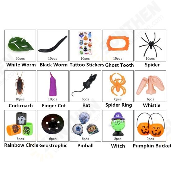 120PCS Mischievous Insect & Halloween Tricky Toys for Children's Party Games