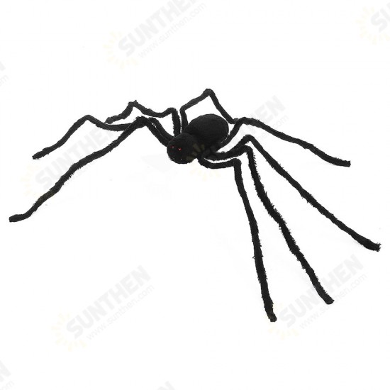 125cm Black Spider Halloween Props Spider Web Plush Cotton Haunted House Decoration Toys With OPP Bag