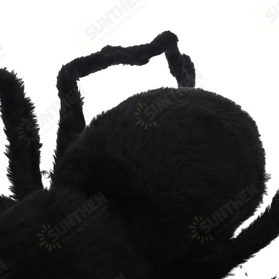 125cm Black Spider Halloween Props Spider Web Plush Cotton Haunted House Decoration Toys With OPP Bag