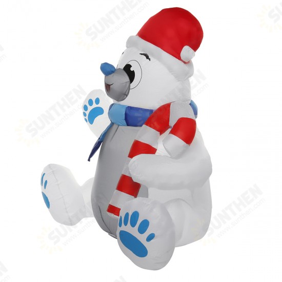 1.2M LED Christmas Waterproof Polyester Built-In Blower UV-resistant Inflatable Bear Toy for Christmas Decoration Party Gift