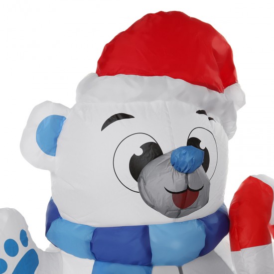 1.2M LED Christmas Waterproof Polyester Built-In Blower UV-resistant Inflatable Bear Toy for Christmas Decoration Party Gift