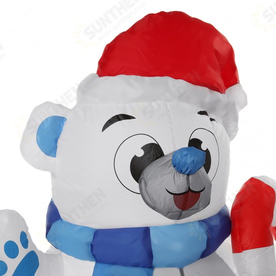 1.2M LED Christmas Waterproof Polyester Built-In Blower UV-resistant Inflatable Bear Toy for Christmas Decoration Party Gift