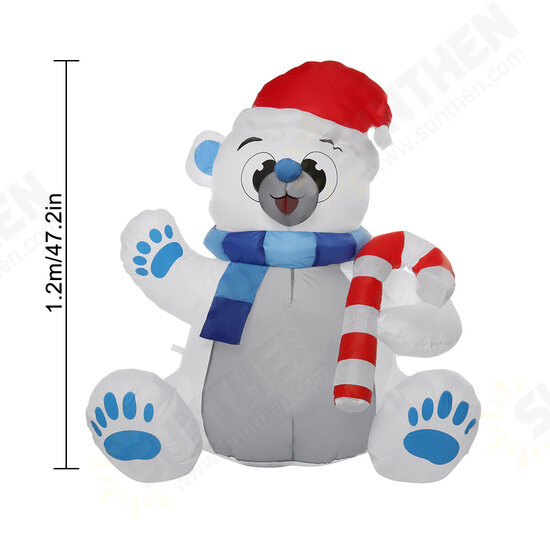 1.2M LED Christmas Waterproof Polyester Built-In Blower UV-resistant Inflatable Bear Toy for Christmas Decoration Party Gift