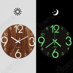 12inch Luminous Wall Clock Wooden Silent Non Ticking Dark Home Room Decor 12inch Luminous Wall Clock Wooden Silent Non Ticking Dark Home Room Decor