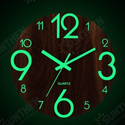 12inch Luminous Wall Clock Wooden Silent Non Ticking Dark Home Room Decor 12inch Luminous Wall Clock Wooden Silent Non Ticking Dark Home Room Decor