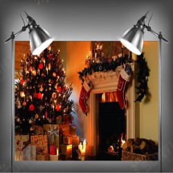 1.5*2m Fireplace Christmas Photography Background Cloth Backdrops Decoration Toys 1.5*2m Fireplace Christmas Photography Background Cloth Backdrops Decoration Toys