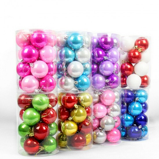 16PC 6/4CM Christmas Trees Xmas Hanging Balls Bauble Party Decorations Ornaments