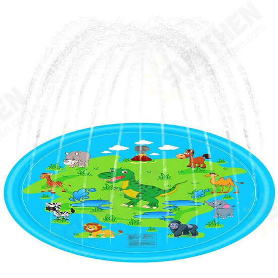 170cm Blue Dinosaur Round Edge Inflatable Water Pad Water Outdoor Toys