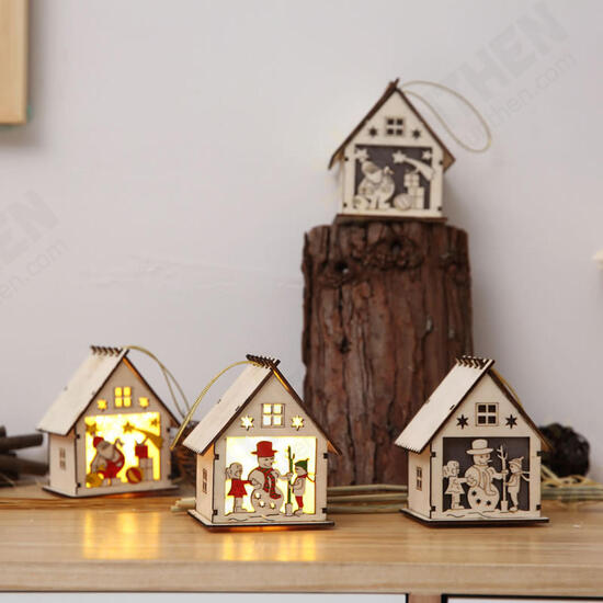 1Pc Christmas Tree Pendant Led Light Wooden Night Lamps For Christmas Tree Decoration Xmas