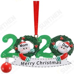2020 Christmas Family Figurine Ornaments Xmas Tree Santa Claus Snowman Pendants Thanksgiving Toys with Bells for Gift Home Decorations