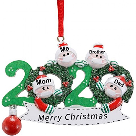 2020 Christmas Family Figurine Ornaments Xmas Tree Santa Claus Snowman Pendants Thanksgiving Toys with Bells for Gift Home Decorations