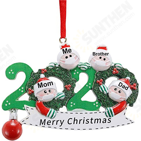 2020 Christmas Family Figurine Ornaments Xmas Tree Santa Claus Snowman Pendants Thanksgiving Toys with Bells for Gift Home Decorations