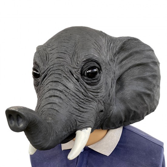 26*43*28cm Grey Elephant Environmental Protection Latex Mask for Halloween Toys