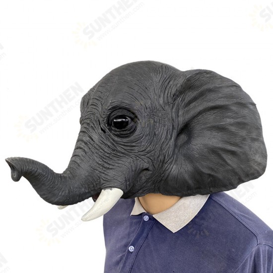 26*43*28cm Grey Elephant Environmental Protection Latex Mask for Halloween Toys