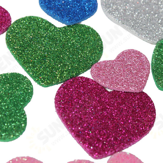 30Pcs Assorted Glitter Shapes Hearts Stars Round Flowers Foam Stickers DIY Craft