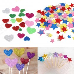 30Pcs Assorted Glitter Shapes Hearts Stars Round Flowers Foam Stickers DIY Craft