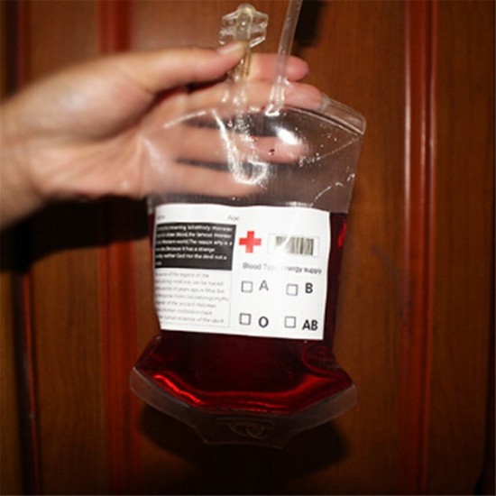 350ML Vampire Transparent Blood Bag PVC Reusable Blood Juice Energy Drink for Halloween Decorations