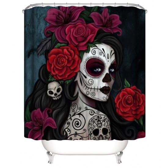 3D Printed Waterproof Polyester Shower Bath Curtain Set of Halloween Woman for Holidays & Party Gadgets
