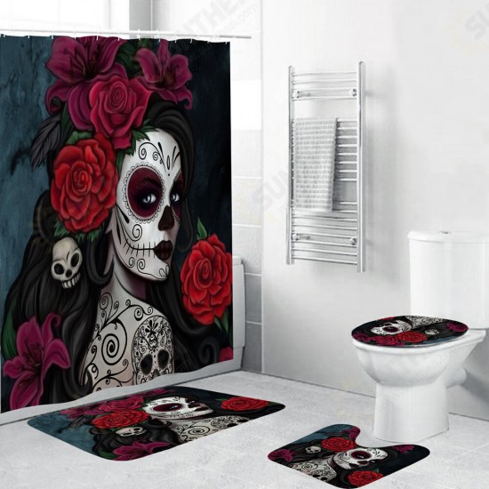 3D Printed Waterproof Polyester Shower Bath Curtain Set of Halloween Woman for Holidays & Party Gadgets