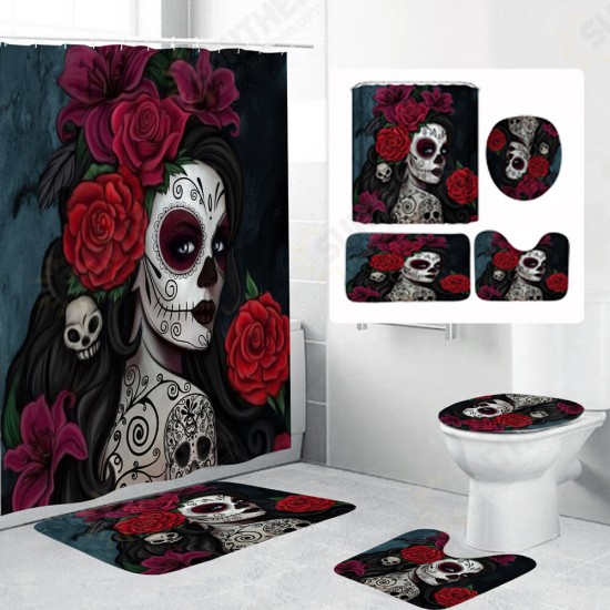 3D Printed Waterproof Polyester Shower Bath Curtain Set of Halloween Woman for Holidays & Party Gadgets