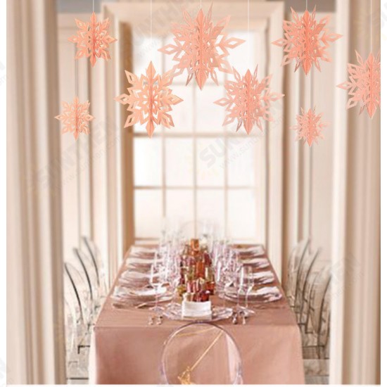 6PCS 3D Snowflake Paper Hanging Ornament Kit Christmas Decoration Toys Home Party